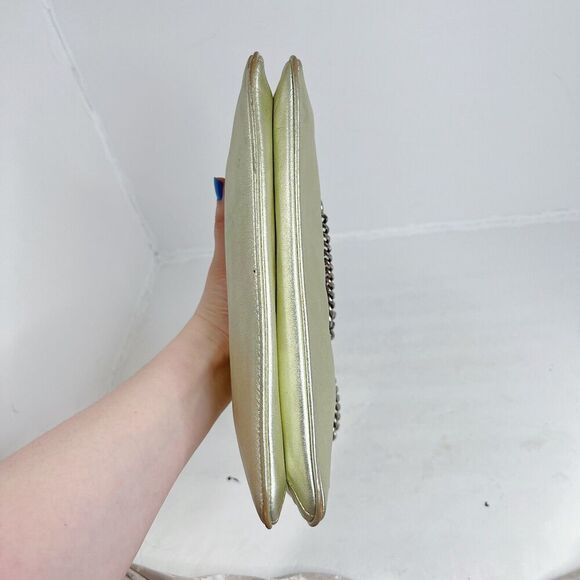 Vintage Michael Kors Fulton Gold Leather Shoulder Bag Silver Chain Purse - Picture 5 of 11